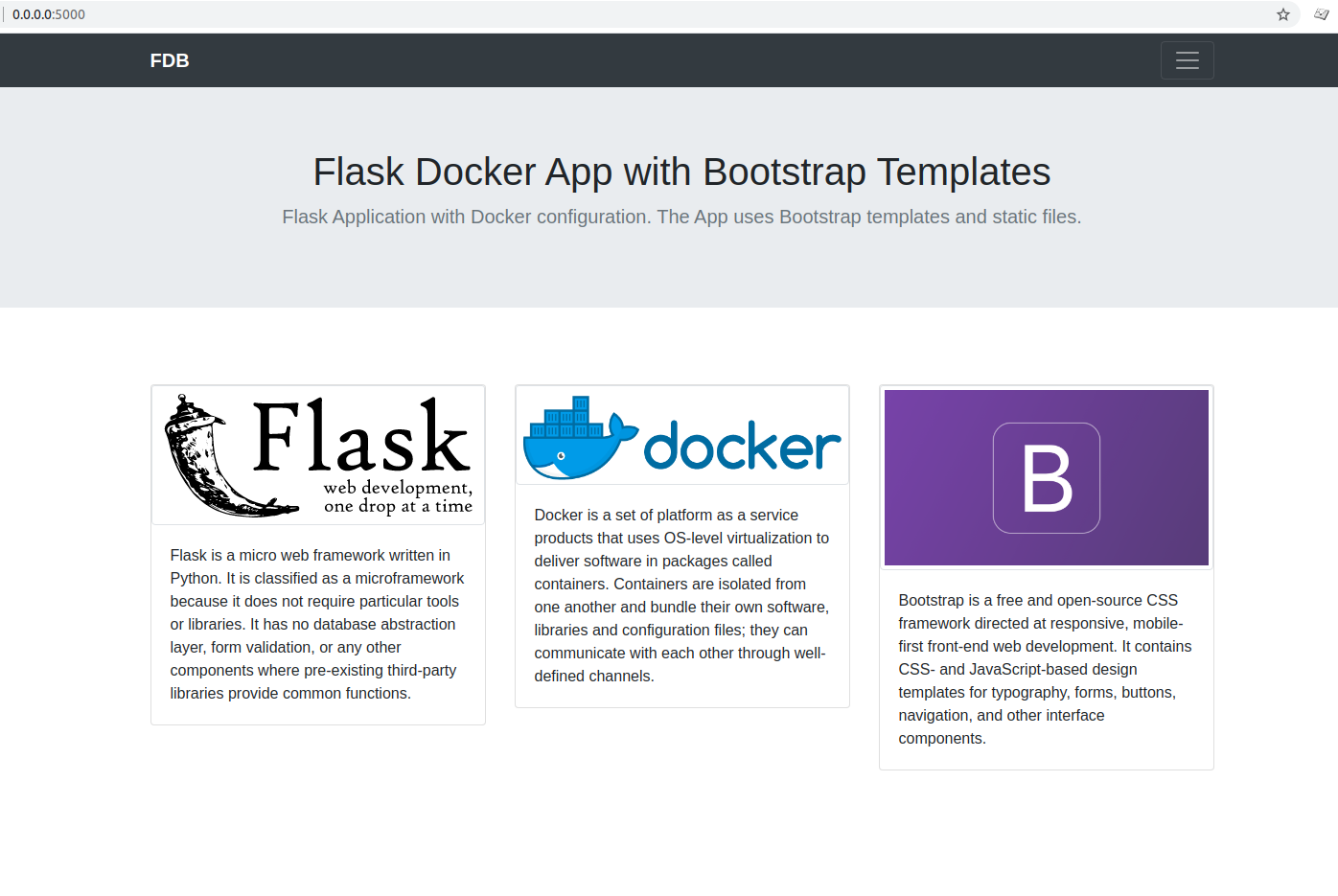 Develop Flask Application using Docker and Bootstrap Templates